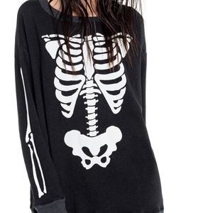 Wildfox Halloween road-trip raglan sweatshirt XL skeleton bones
